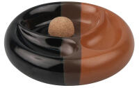 Pfeifenaschenbecher Keramik schwarz / braun mit 2 Ablagen