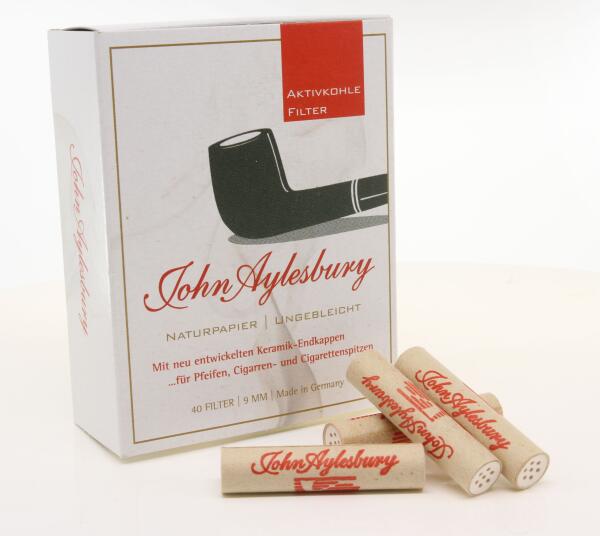 John Aylesbury Aktivkohlefilter 9mm 40 Stück Aktivkohle Filter Pfeife