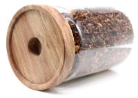 Tabaktopf mit Holzdeckel und Gummiring für 100gTabak